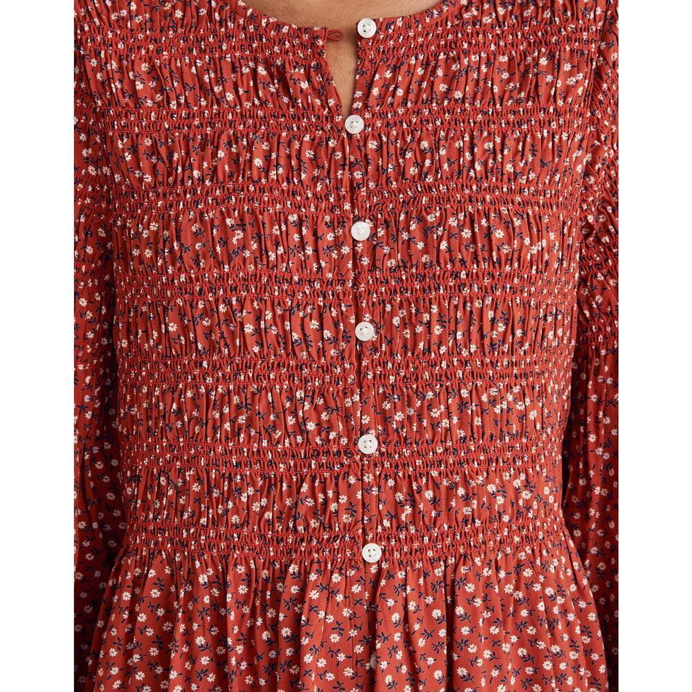 Madewell Challis Red Button-Front Mini Dress In T… - image 5